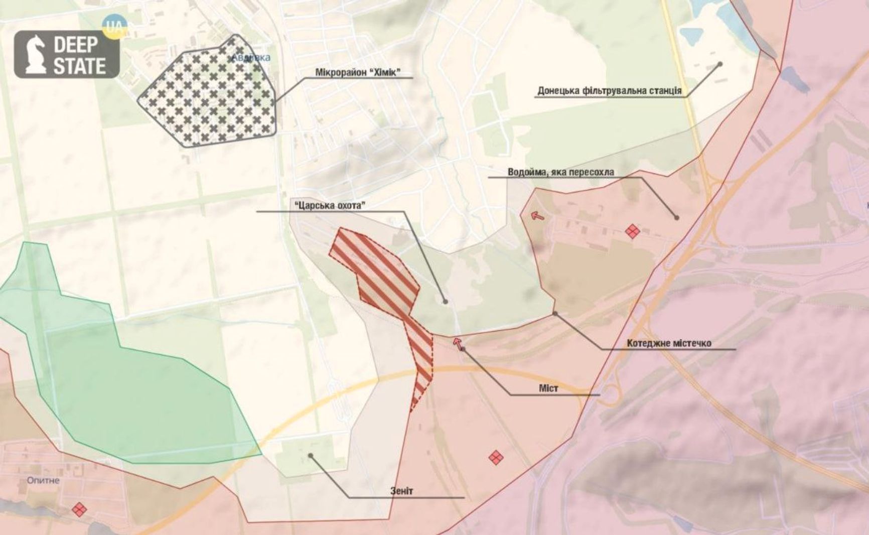 Ситуация на юге Авдеевки по версии DeepState
