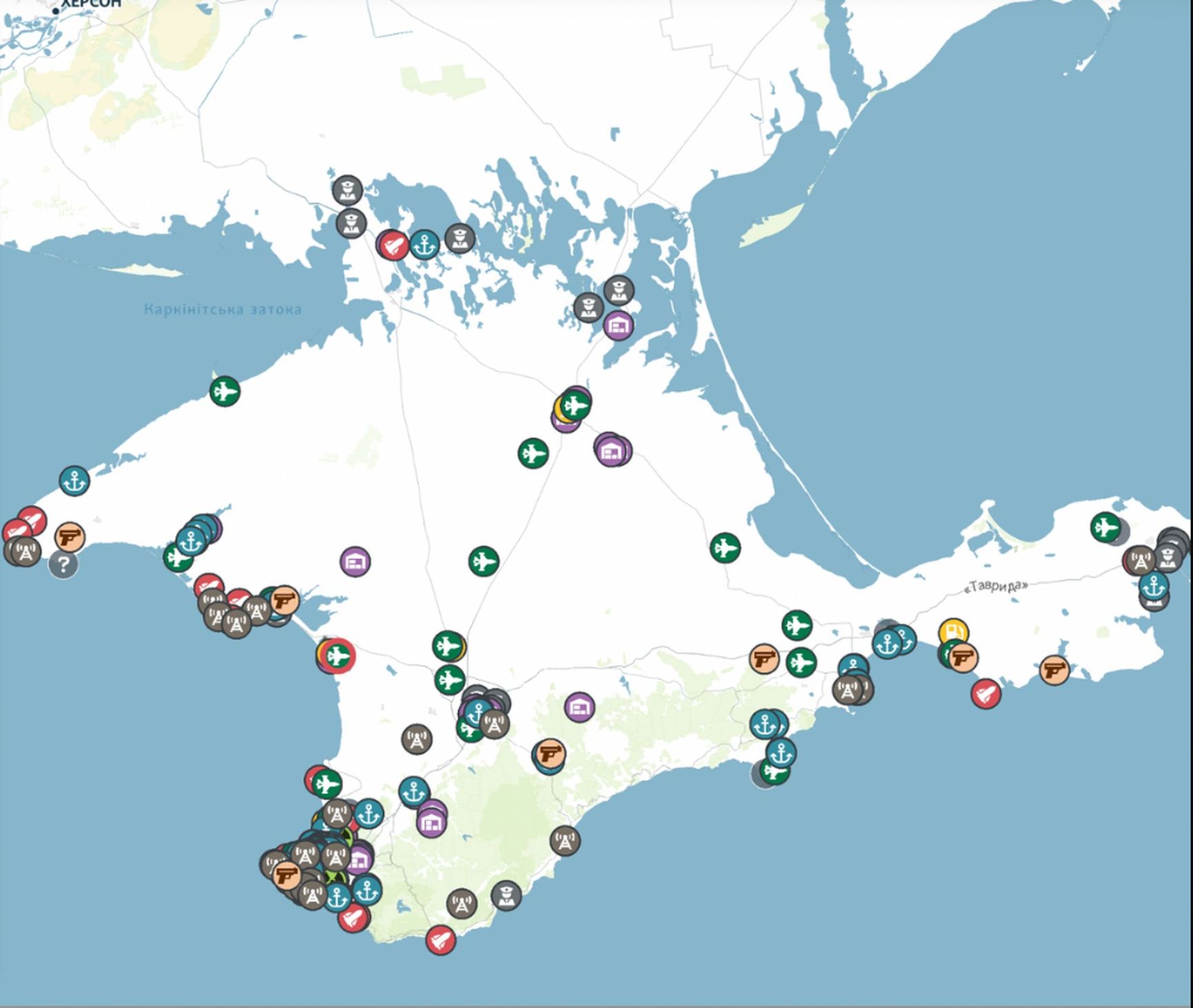 Location of military facilities within the Crimean Peninsula