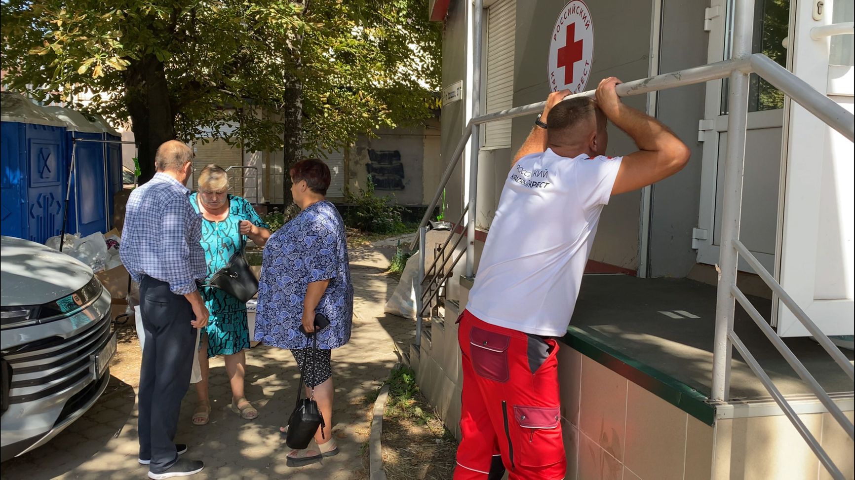 A fatigued Red Cross volunteer in Radishcheva Street